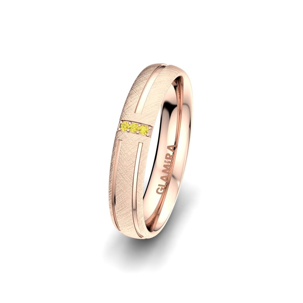 14ct Rose Gold Yellow Sapphire Women's Wedding Ring Unique Moon 4 mm