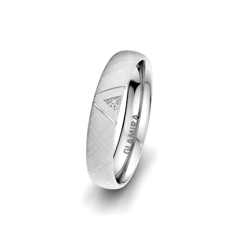 Or Blanc 585 Diamant De Synthèse Alliance pour femme Unique Paradise 4 mm