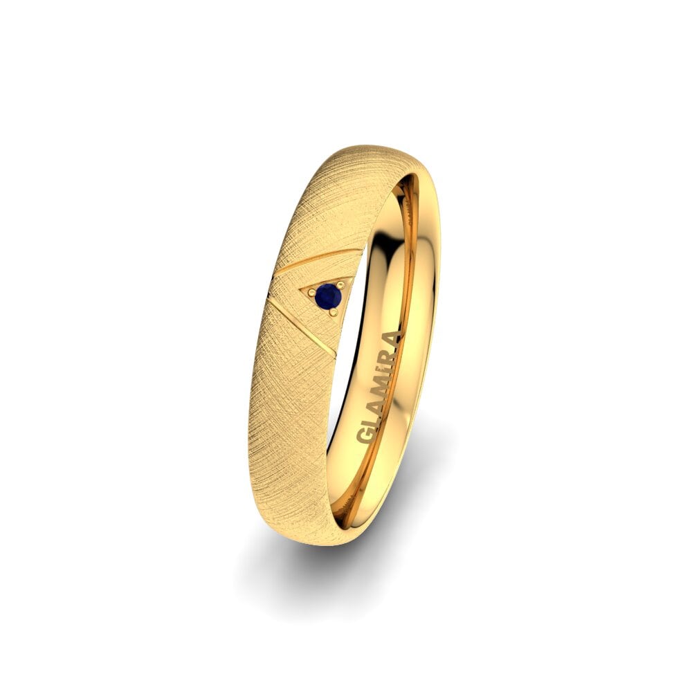 9ct Yellow Gold Sapphire Women's Wedding Ring Unique Paradise 4 mm