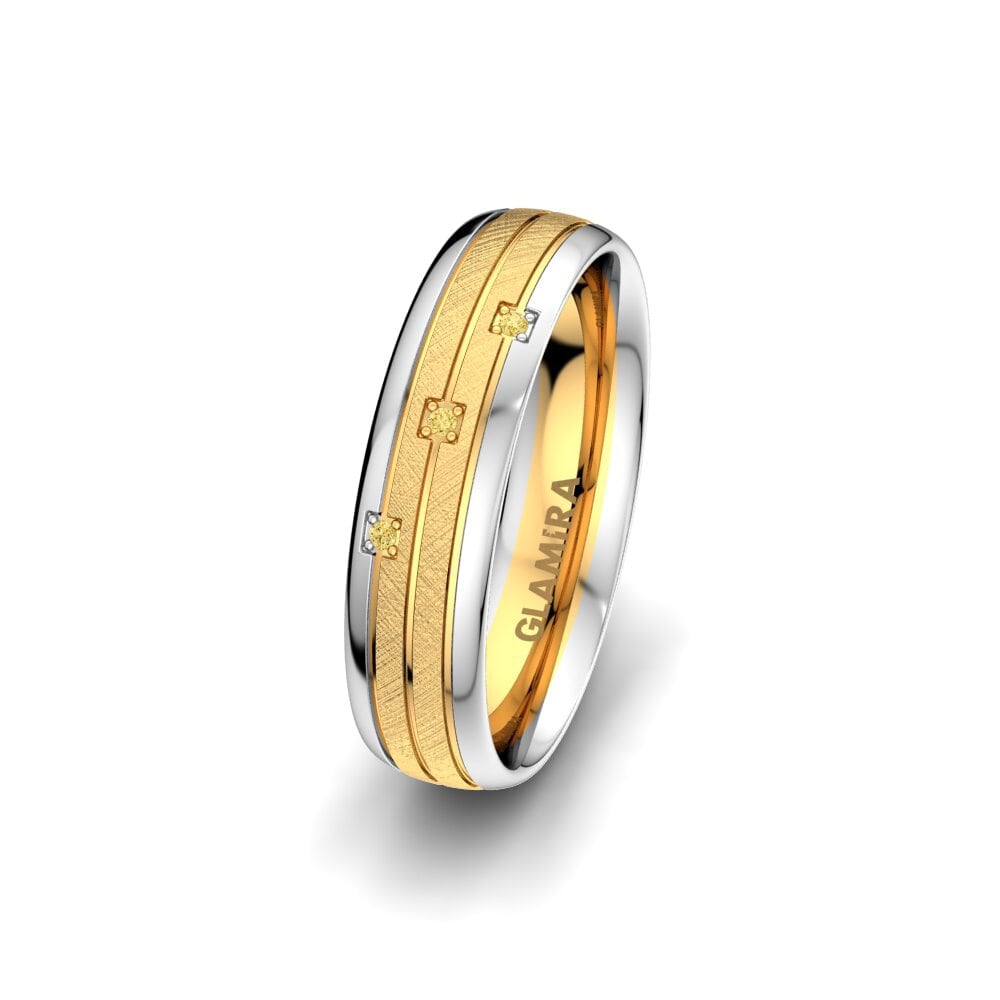 14ct Yellow & White Gold Yellow Diamond Women's Wedding Ring Universe Oceania 5 mm