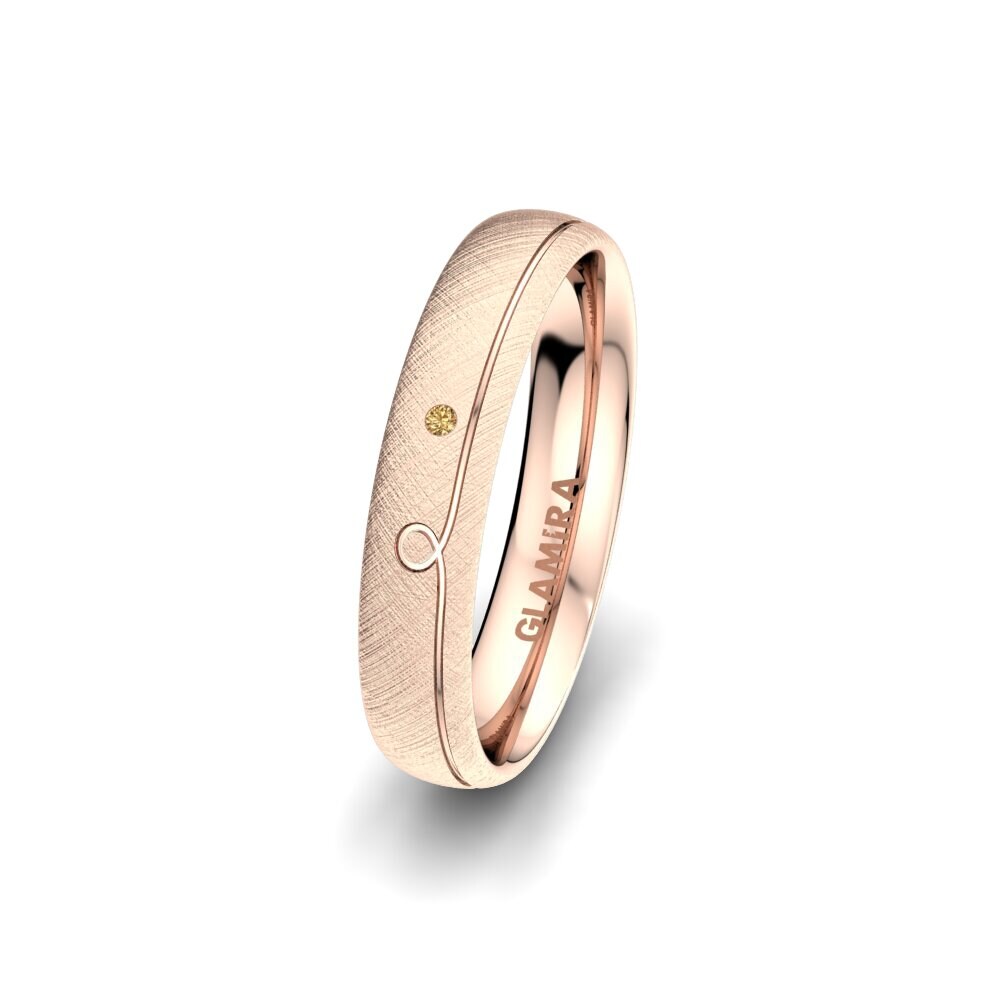 14ct Rose Gold Brown Diamond Women's Wedding Ring White Crown 4 mm