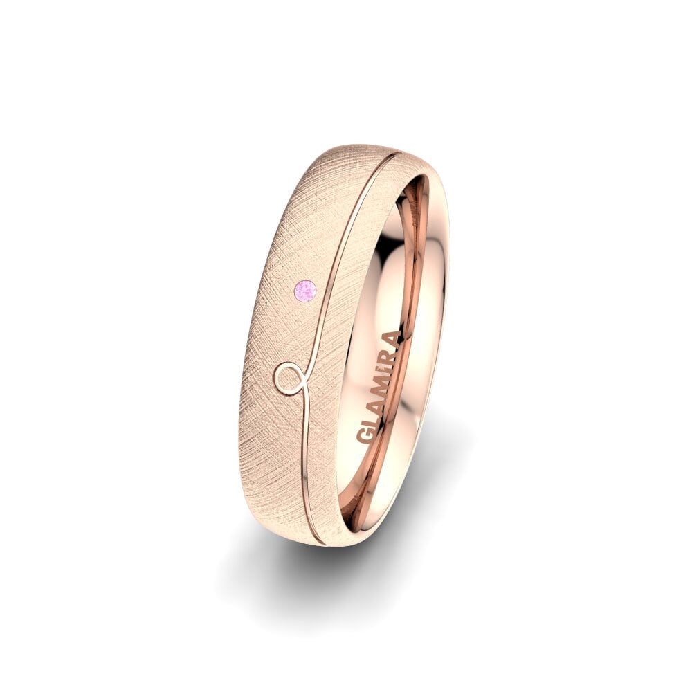 14ct Rose Gold Pink Sapphire Women's Wedding Ring White Crown 5 mm