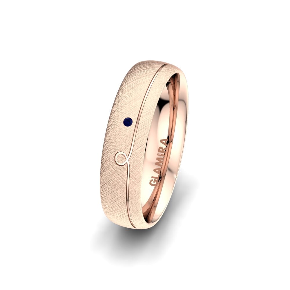 Or rose 585 Saphir Alliance pour femme White Crown 5 mm