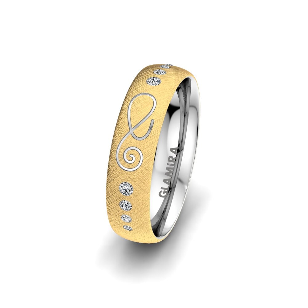 14ct Yellow & White Gold Women's Wedding Ring White Twinkle 5 mm