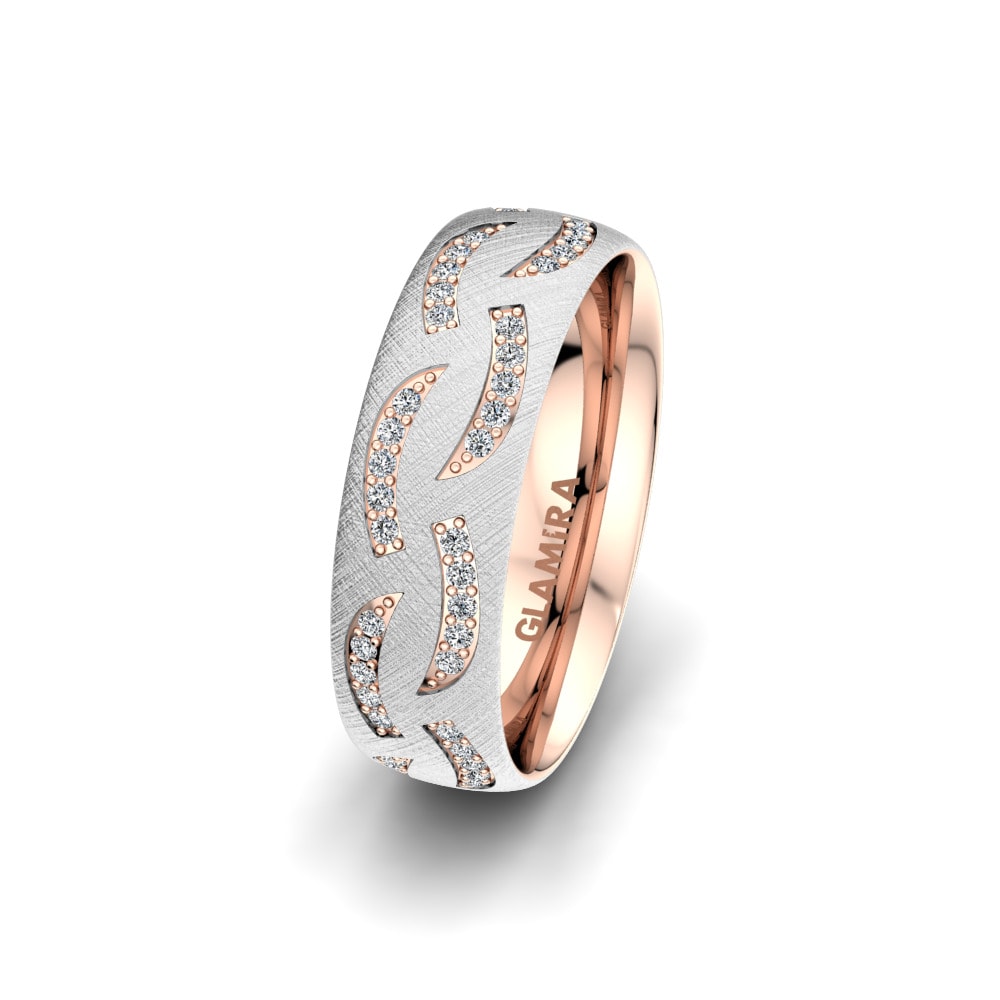14k White & Rose Gold Women's Wedding Ring Wondrous Touch 6 mm