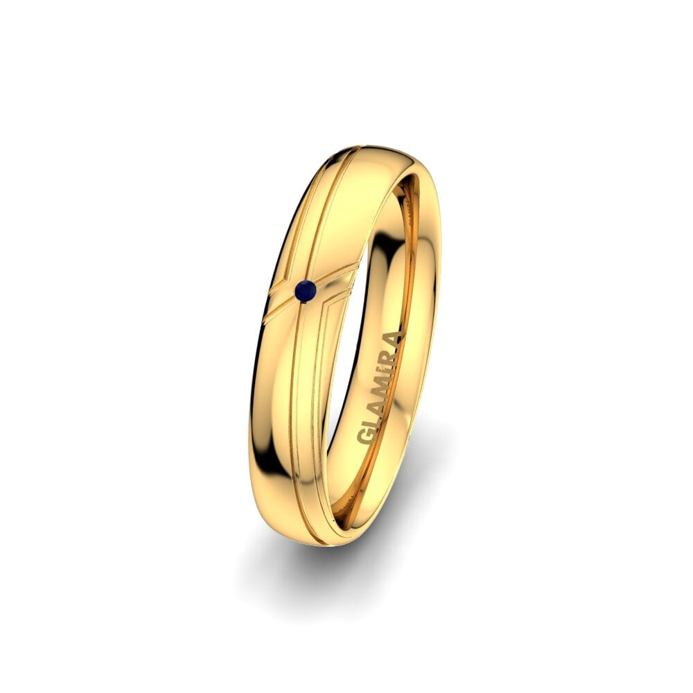 9ct Yellow Gold Sapphire Women's Wedding Ring White Clover 4 mm