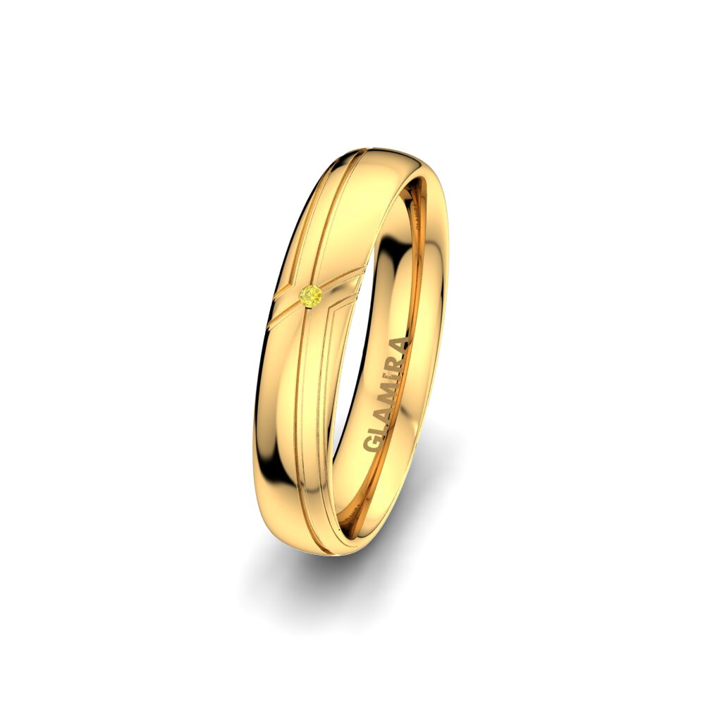 9ct Yellow Gold Yellow Sapphire Women's Wedding Ring White Clover 4 mm
