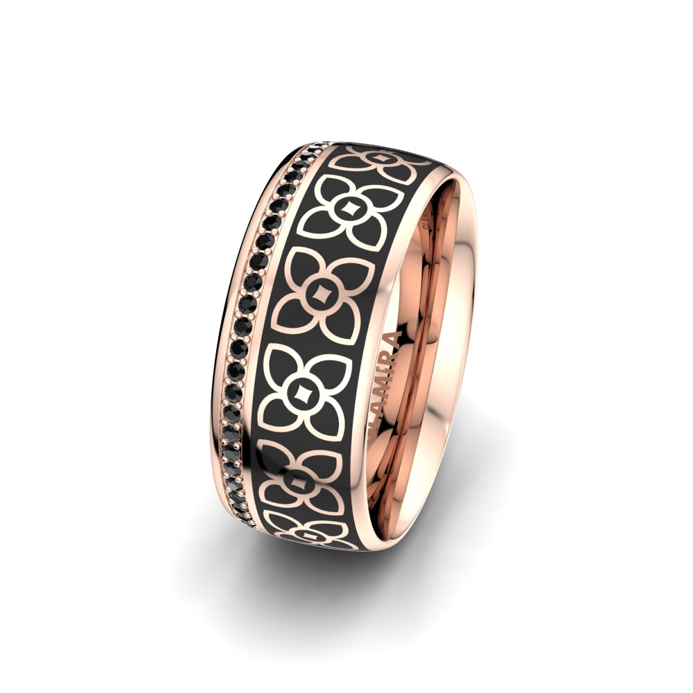 Saphir noir Alliance pour femme Secret Flower 8 mm