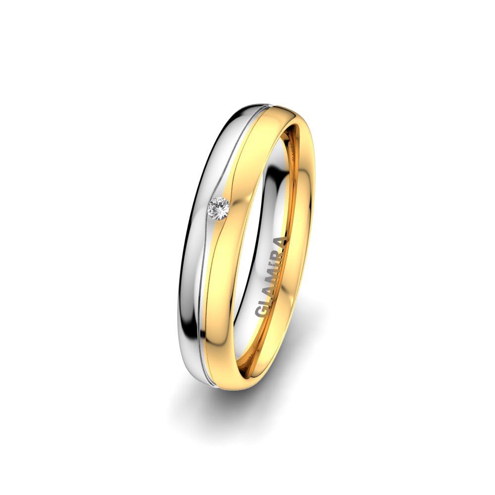 Or Blanc & Jaune 585 Saphir Blanc Alliance pour femme Pure Touch 4 mm