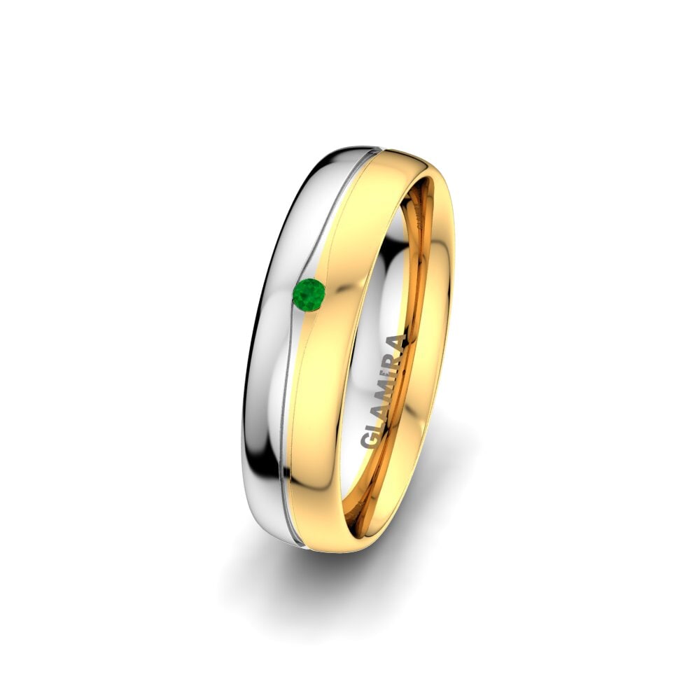 Or Blanc & Jaune 375 Émeraude Alliance pour femme Pure Touch 5 mm