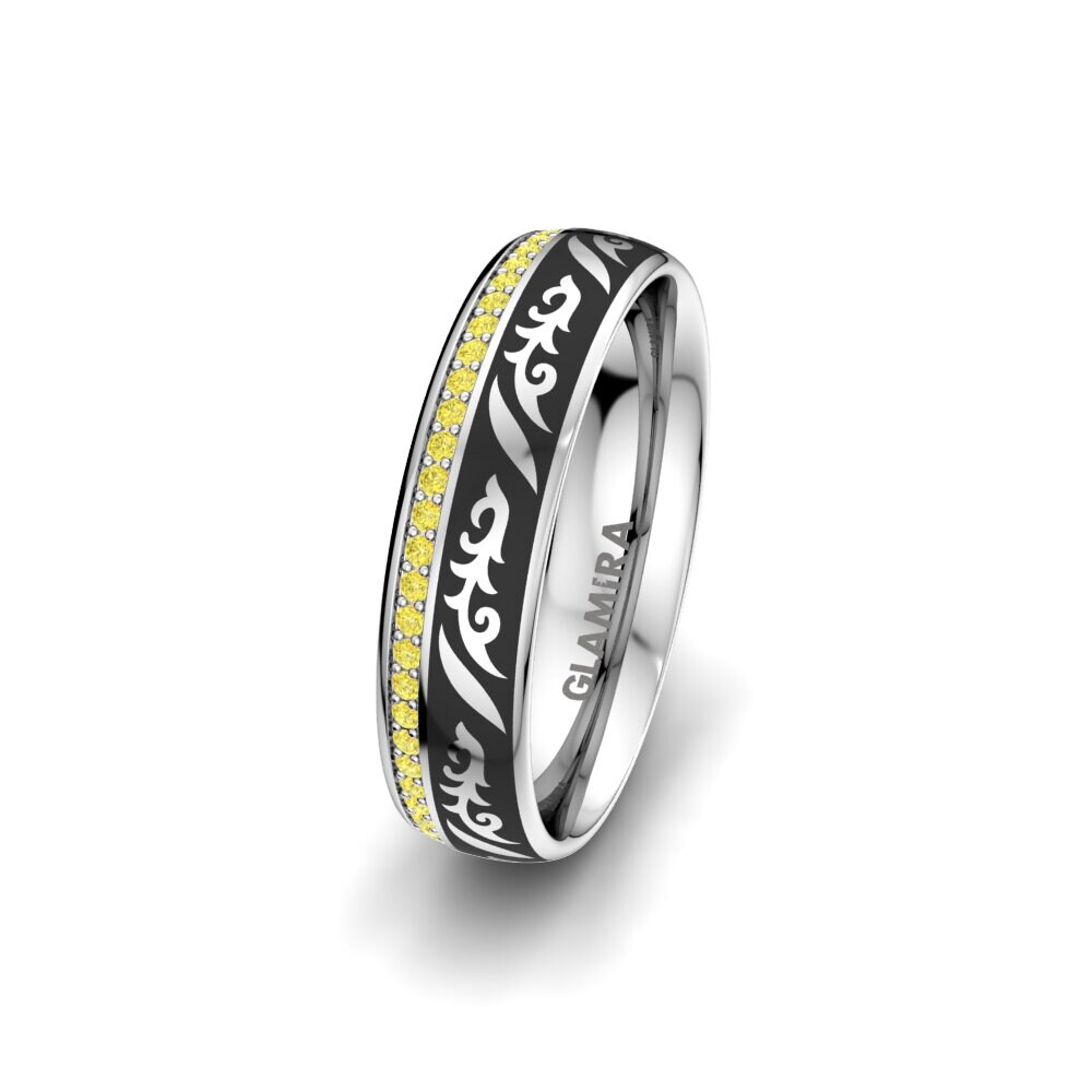 Zafiro amarillo Anillo Boda Mujer Noble Leaf 5 mm