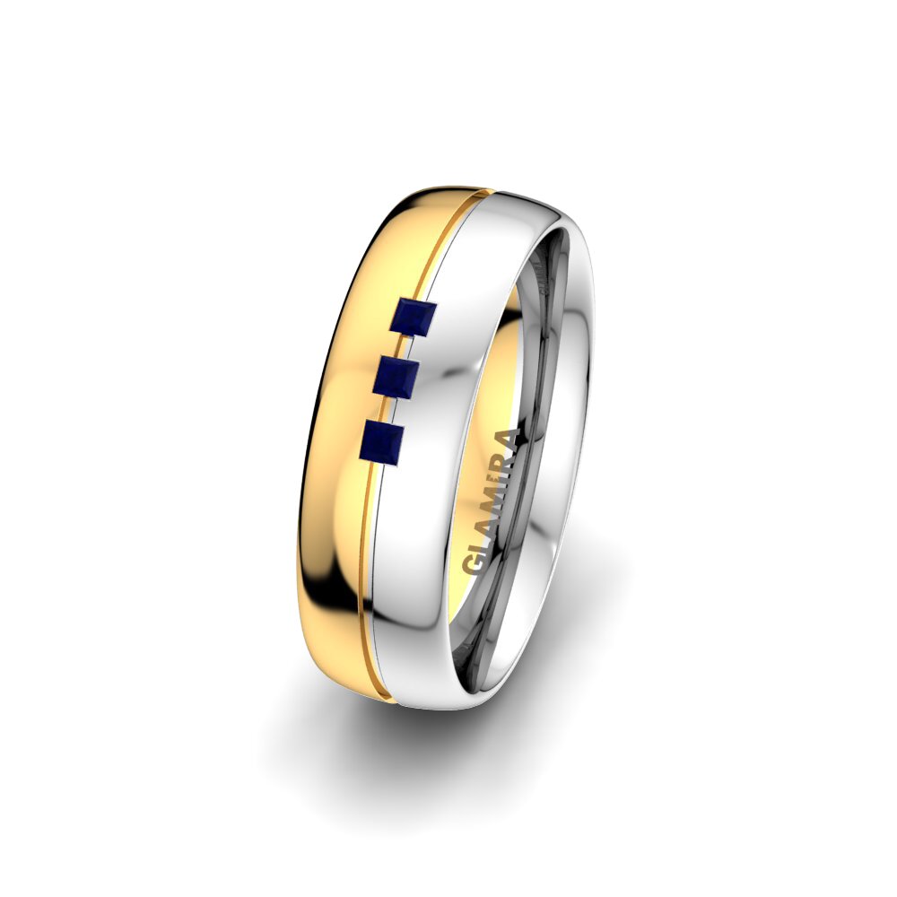 14k White & Yellow Gold Sapphire Women's Wedding Ring Great Blow 6 mm