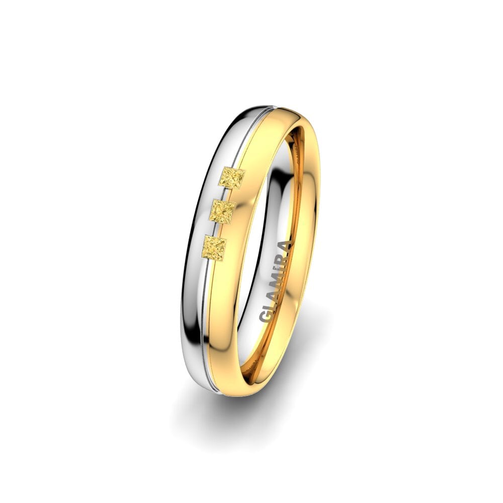 14ct Yellow & White Gold Yellow Diamond Women's Wedding Ring Great Blow 4 mm