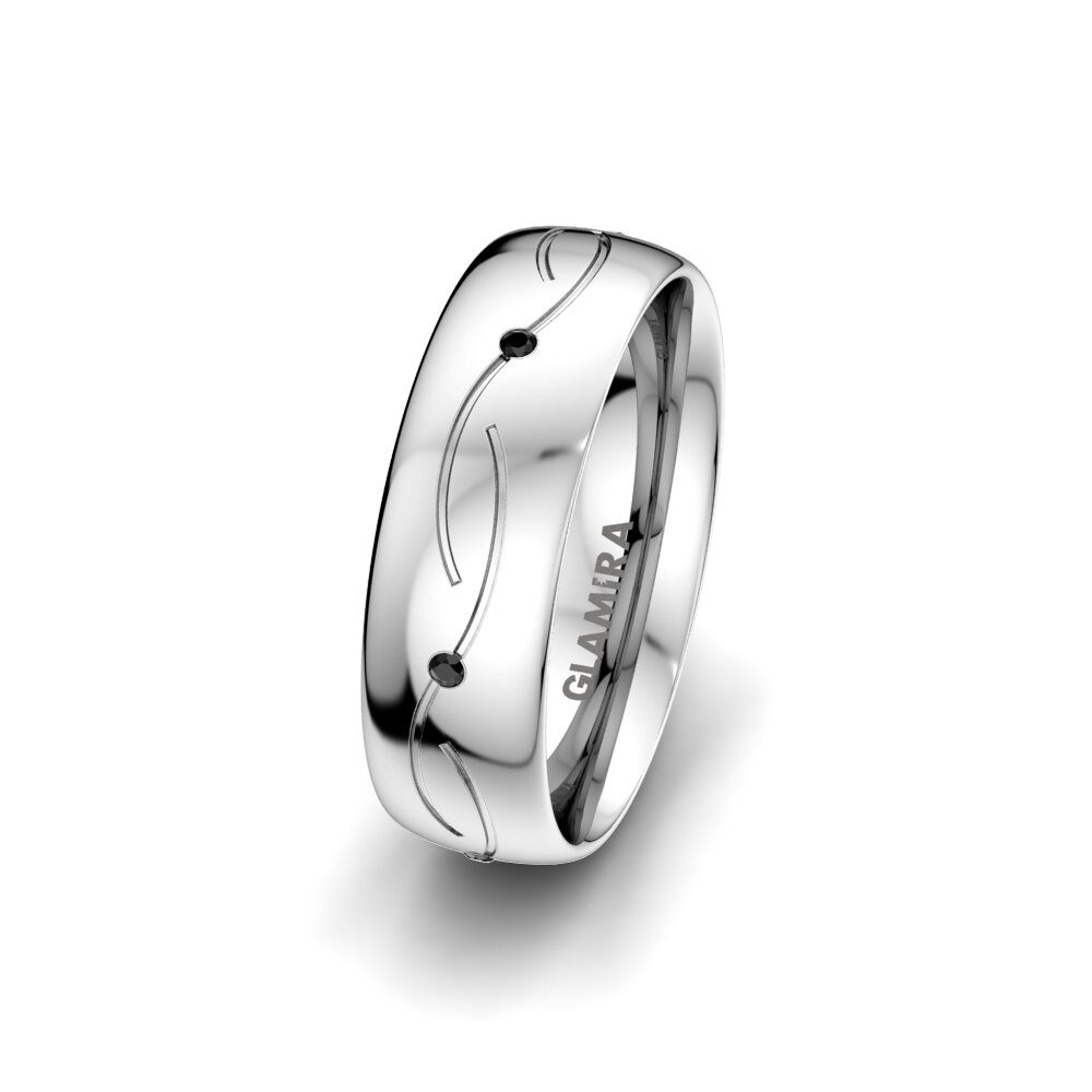 Diamante Negro Anillo Boda Mujer Wavy Beauty 6 mm