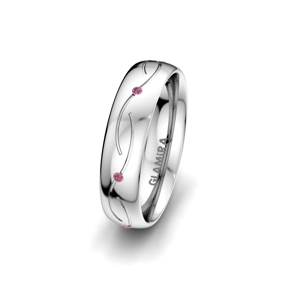 Or Blanc 375 Grenat de Rhodolite Alliance pour femme Wavy Beauty 5 mm