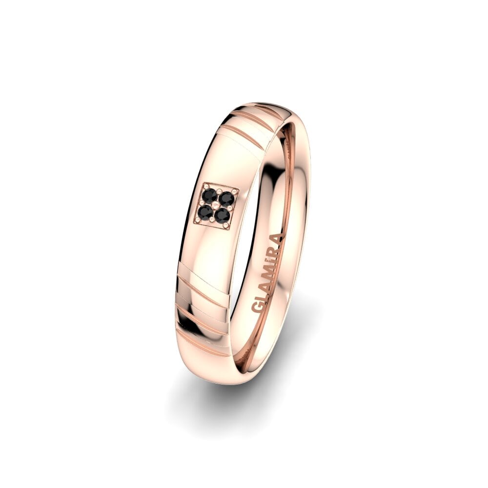 14ct Rose Gold Black Sapphire Women's Wedding Ring Sensual Grace 4 mm