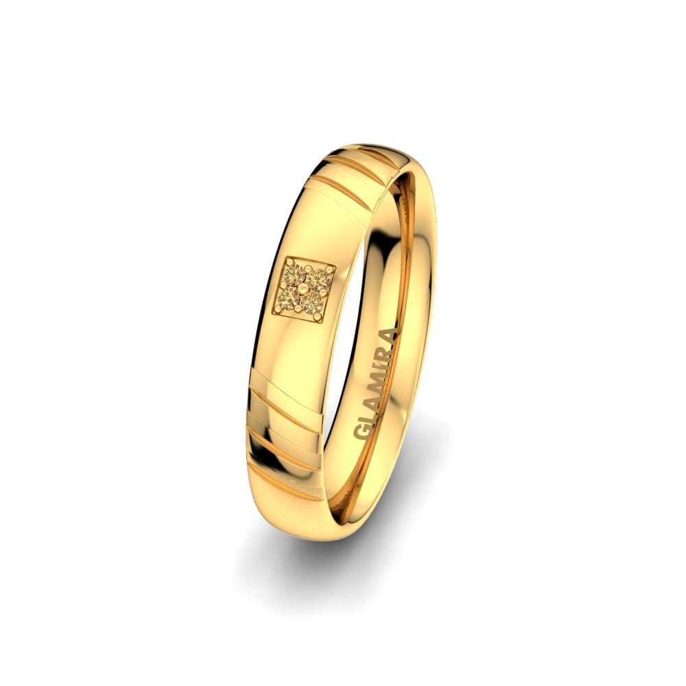 14ct Yellow Gold Brown Diamond Women's Wedding Ring Sensual Grace 4 mm