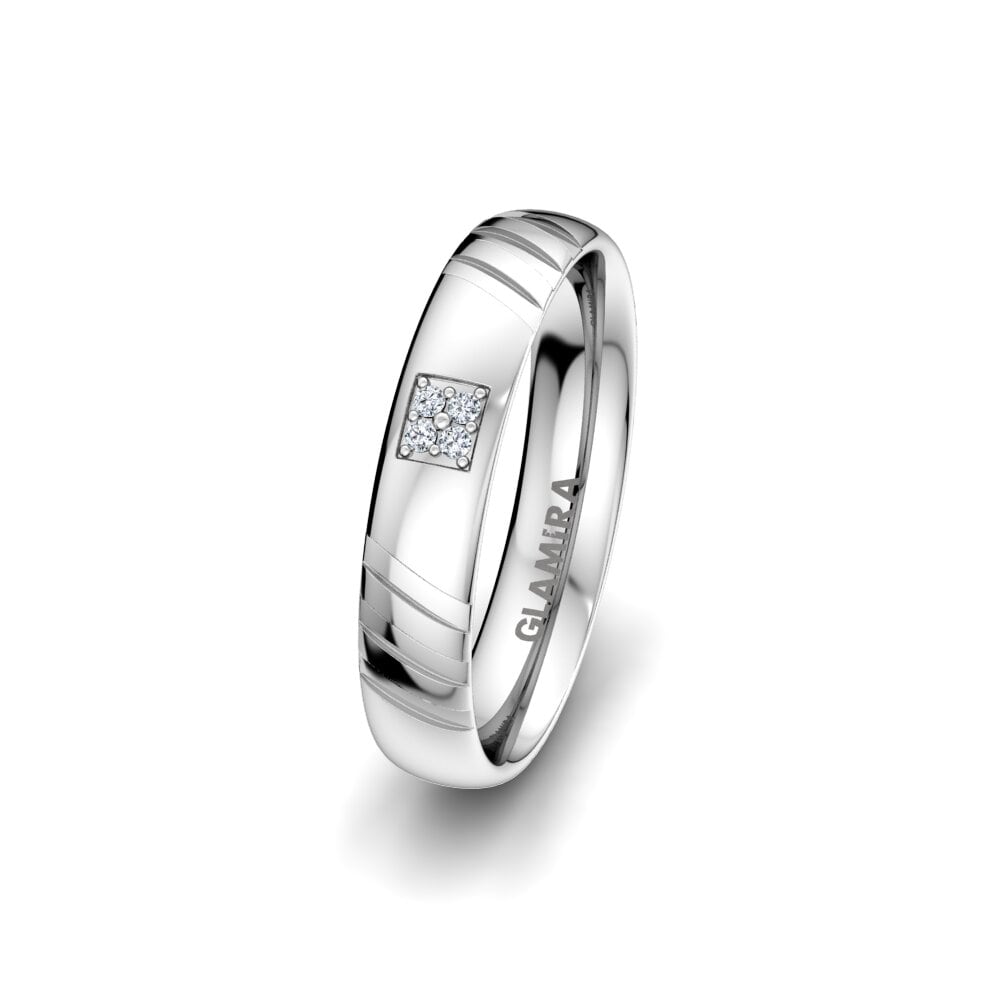Paladio 950 Diamante cultivado en laboratorio Anillo Boda Mujer Sensual Grace 4 mm