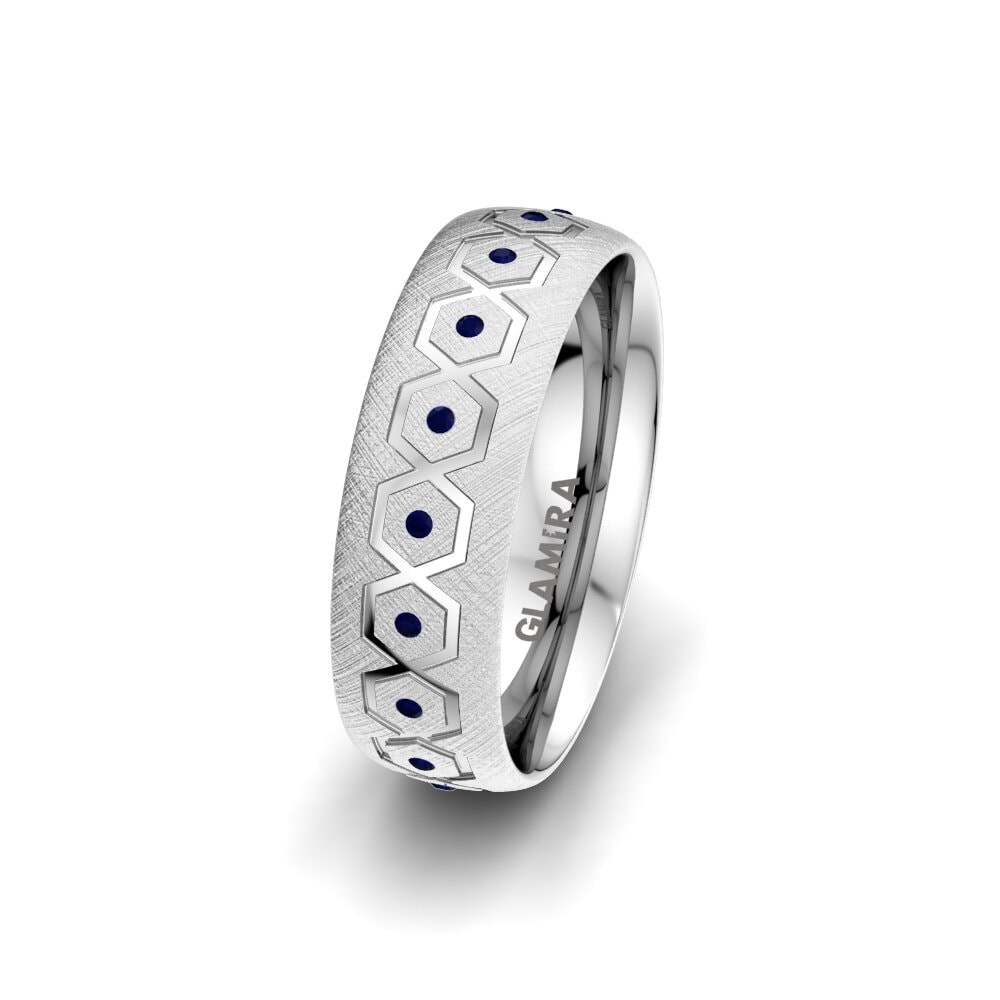 Zafiro Anillo Boda Mujer Sharp Pattern 6 mm