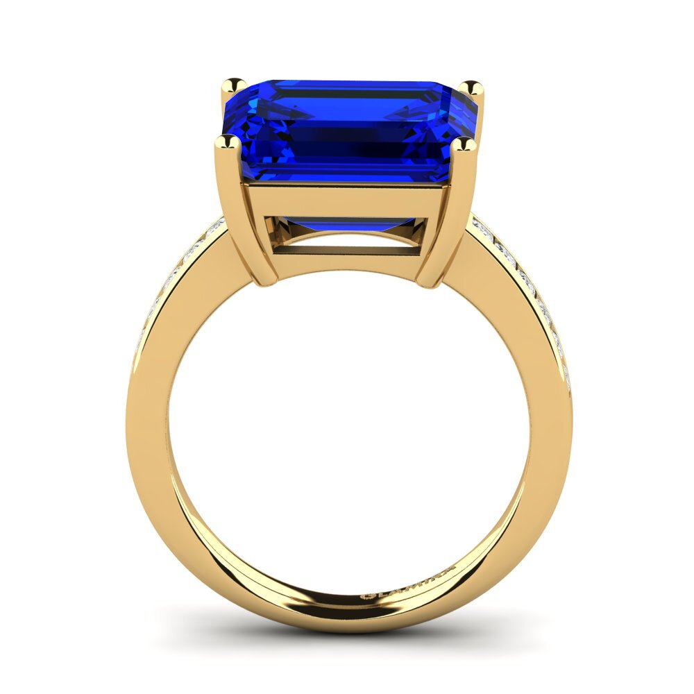 14k Oro Amarillo Safiro (Creado en Laboratorio) Anillo Gwenora