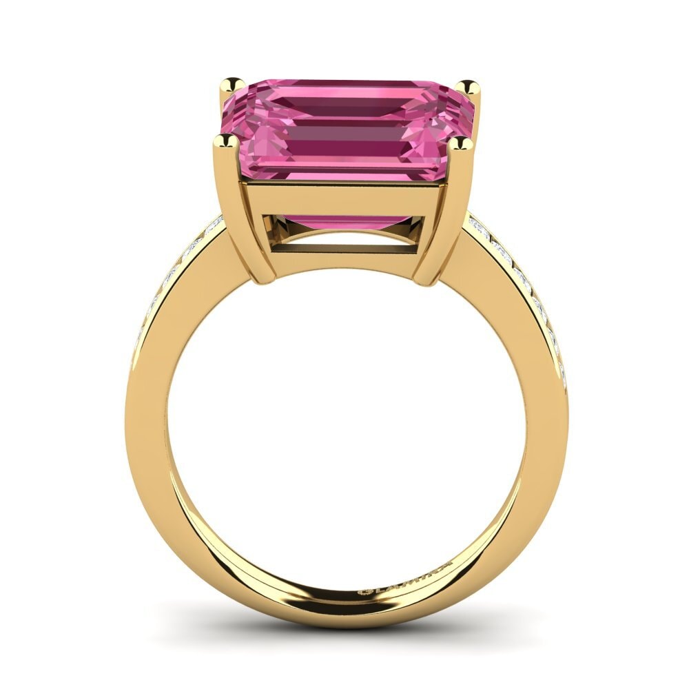 14k Oro Amarillo Turmalina rosa Anillo Gwenora