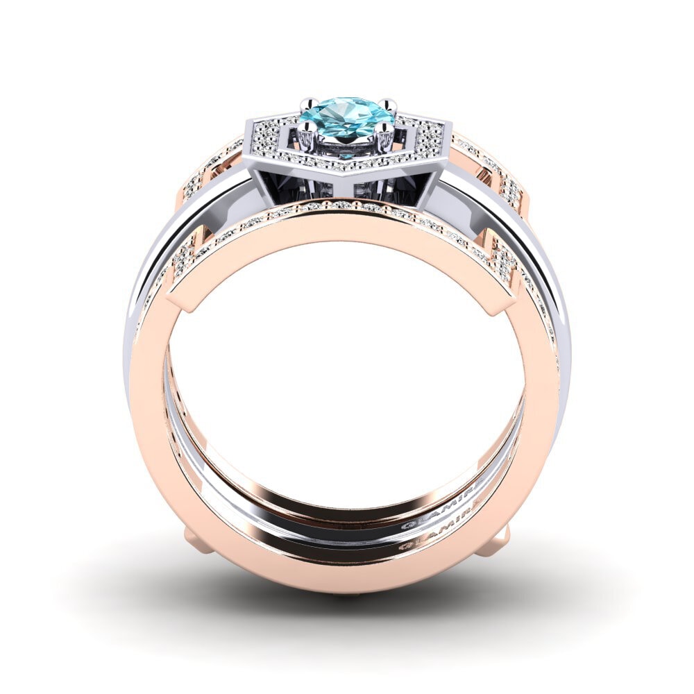 Circón Azul Anillo Gyfigen SET