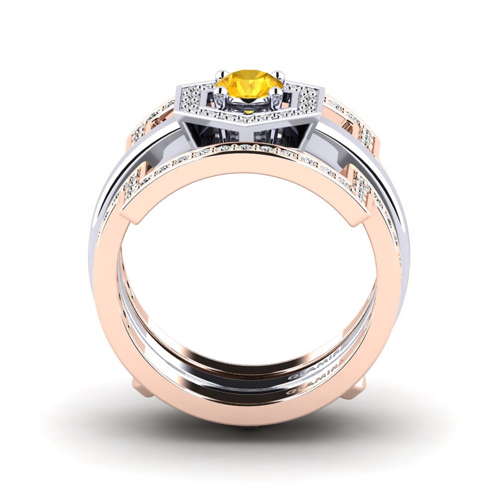 Citrine Ring Gyfigen SET