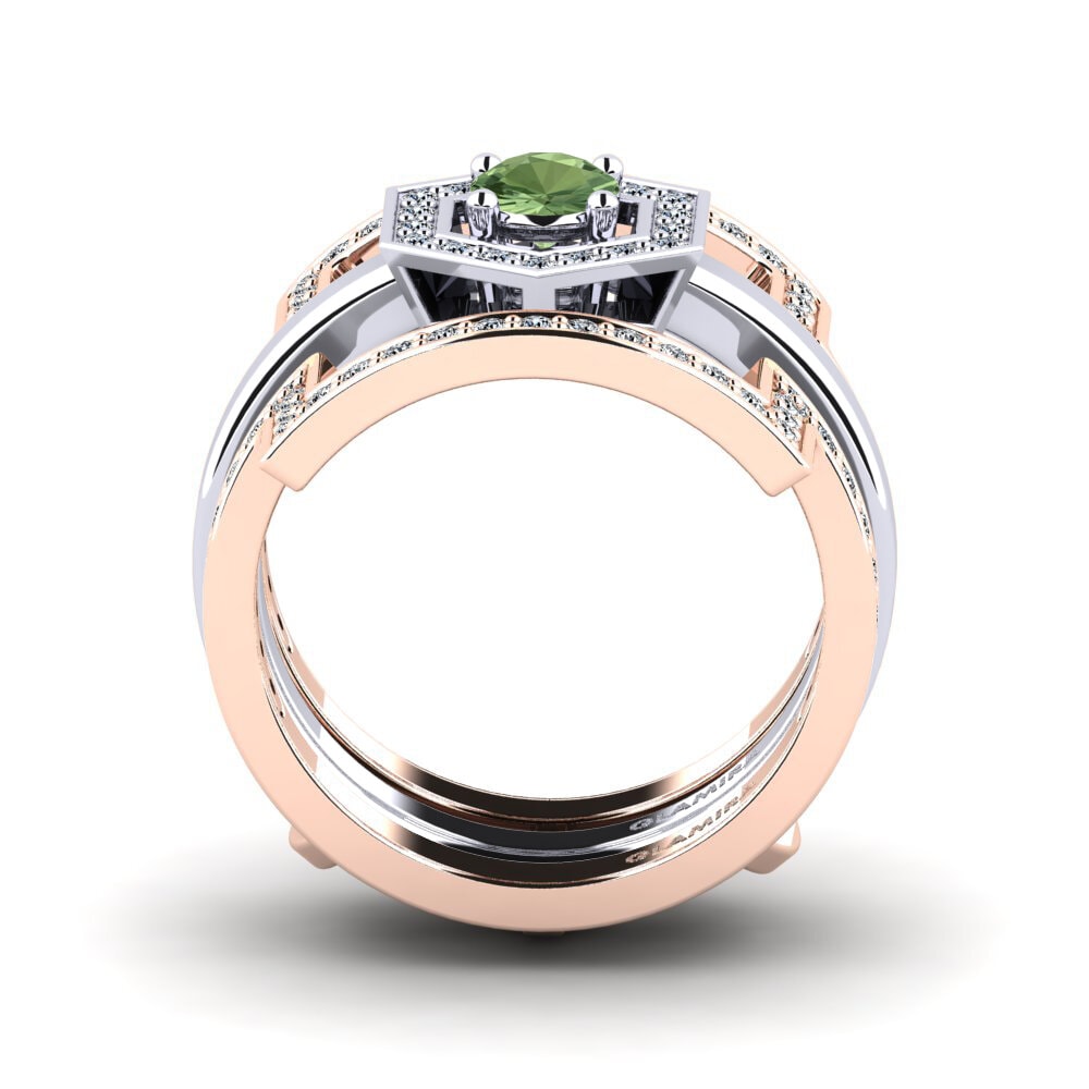 Zafiro Verde Anillo Gyfigen SET