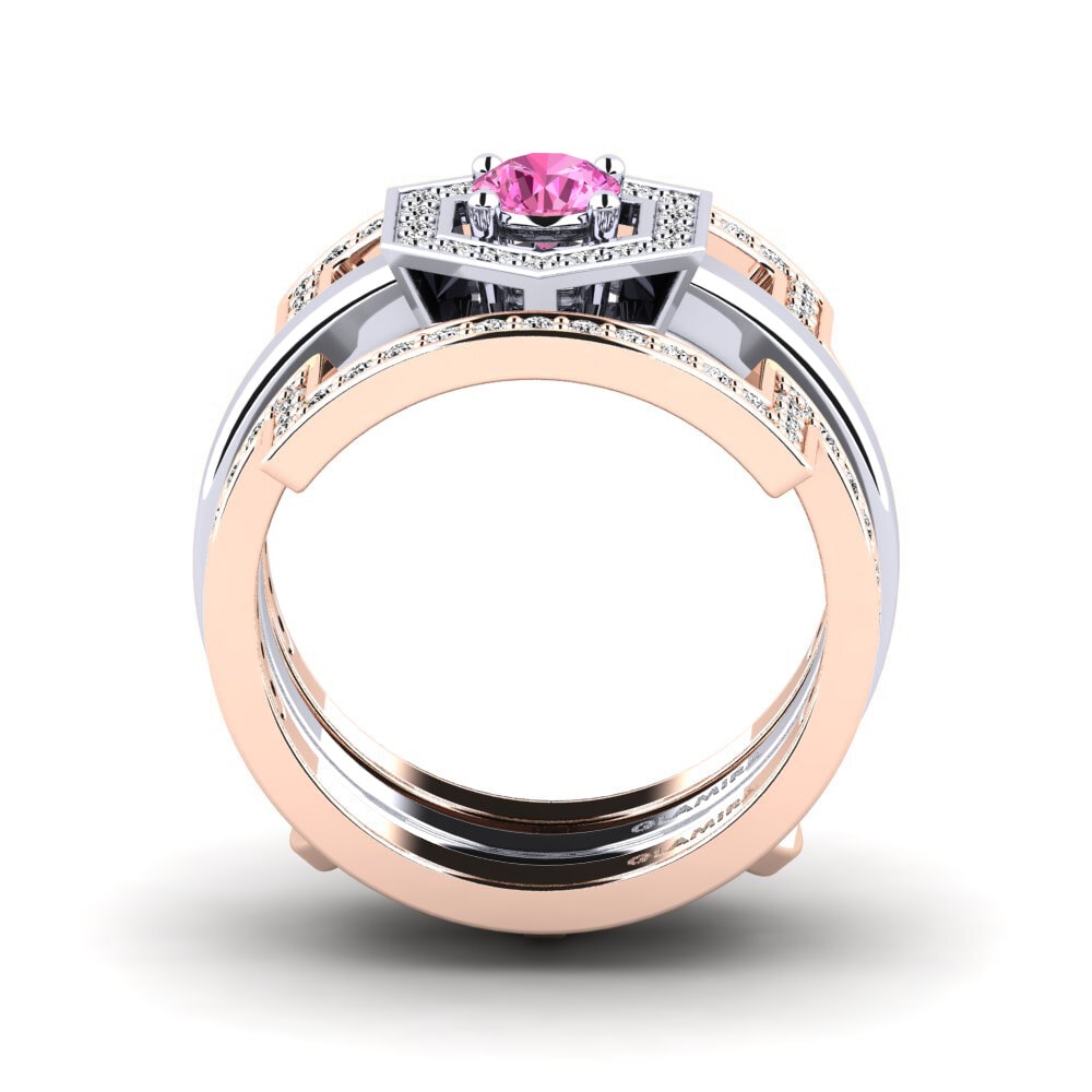 Pink Topaz Ring Gyfigen SET