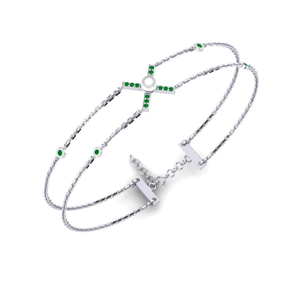 950 Platinum Emerald Women's Bracelet Halusy