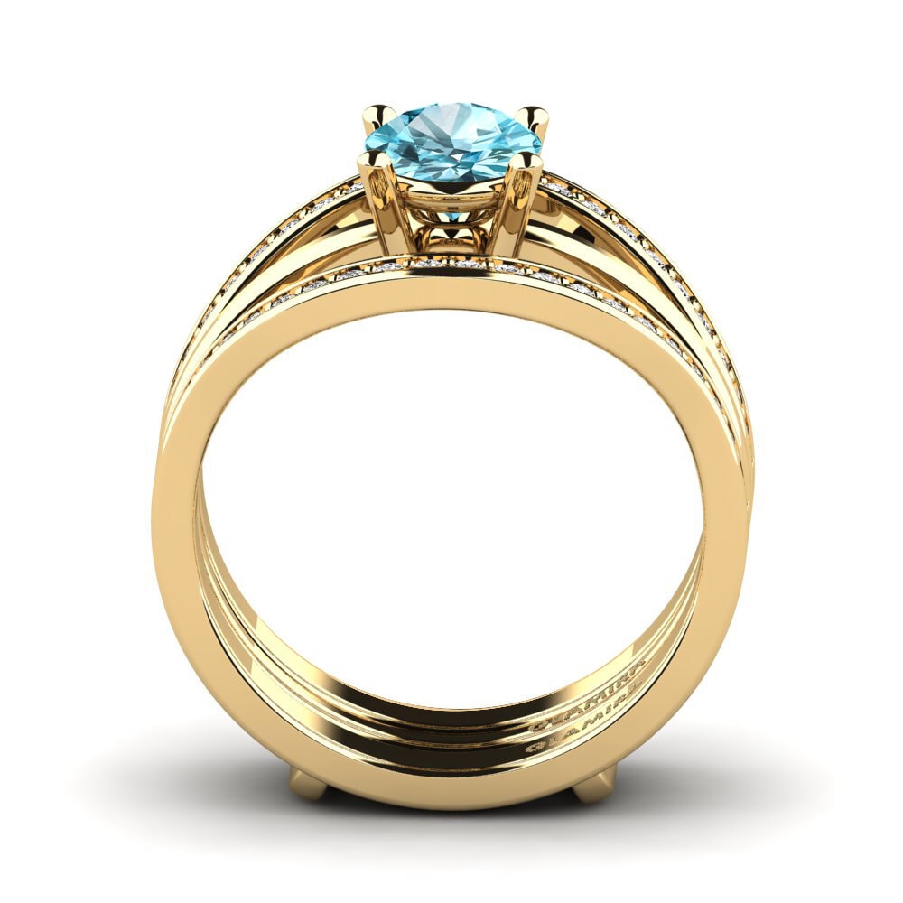 Circón Azul Anillo Hanlu SET