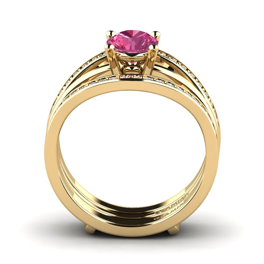 Turmalina rosa Anillo Hanlu SET