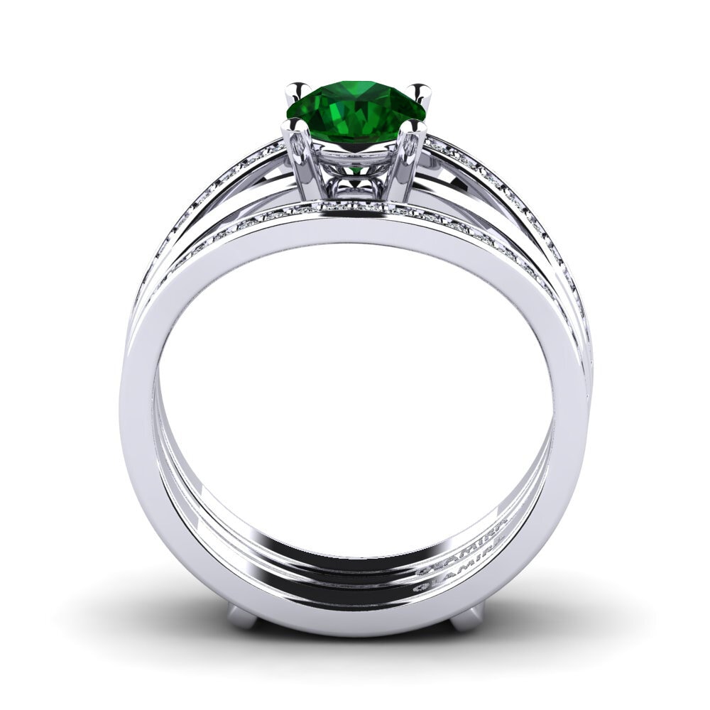 950 Palladium Tsavorite Ring Hanlu SET