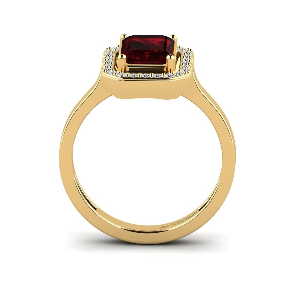 14k Oro Amarillo Granate Anillo de compromiso Harebrained