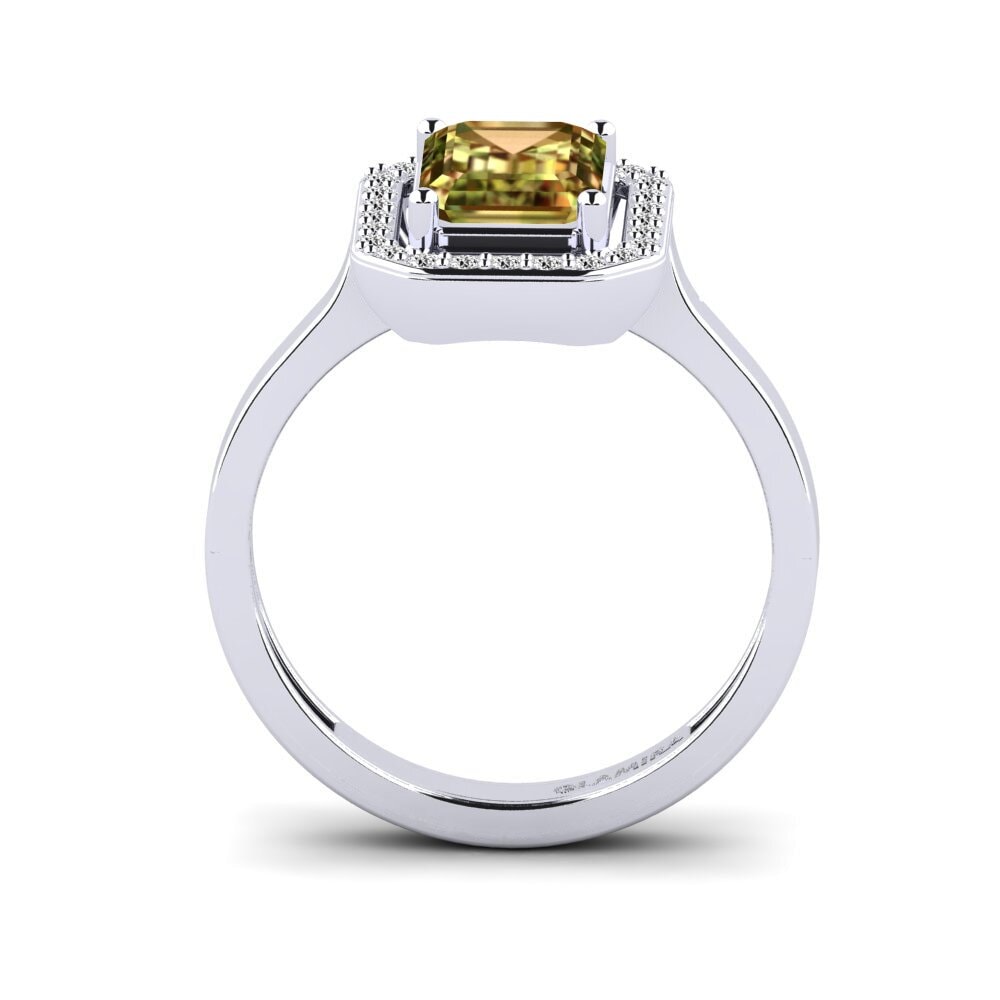 14ct White Gold Emerald Cut Sultan Stone Engagement Ring Harebrained