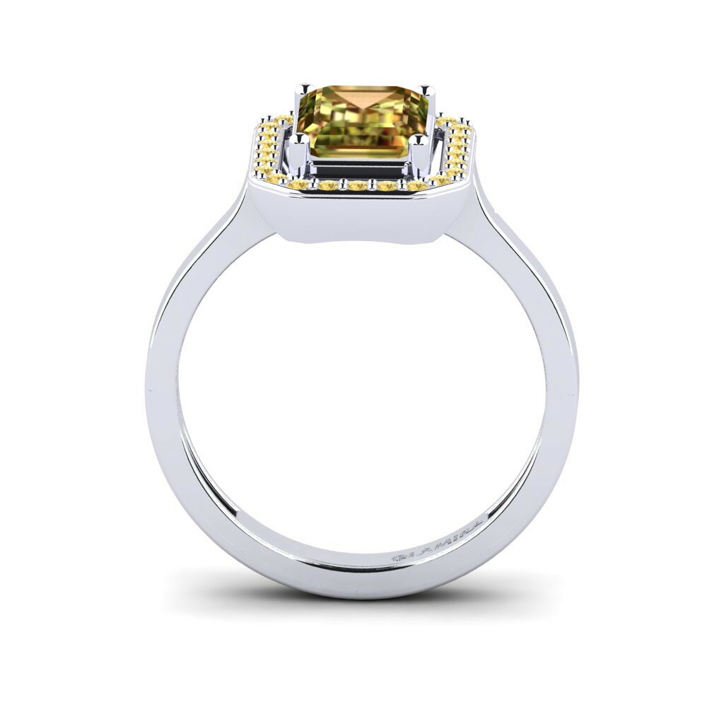 Bague de fiançailles Harebrained Or Blanc 14k Pierre de Sultan Halo 2.15 Carats Coupe Émeraude