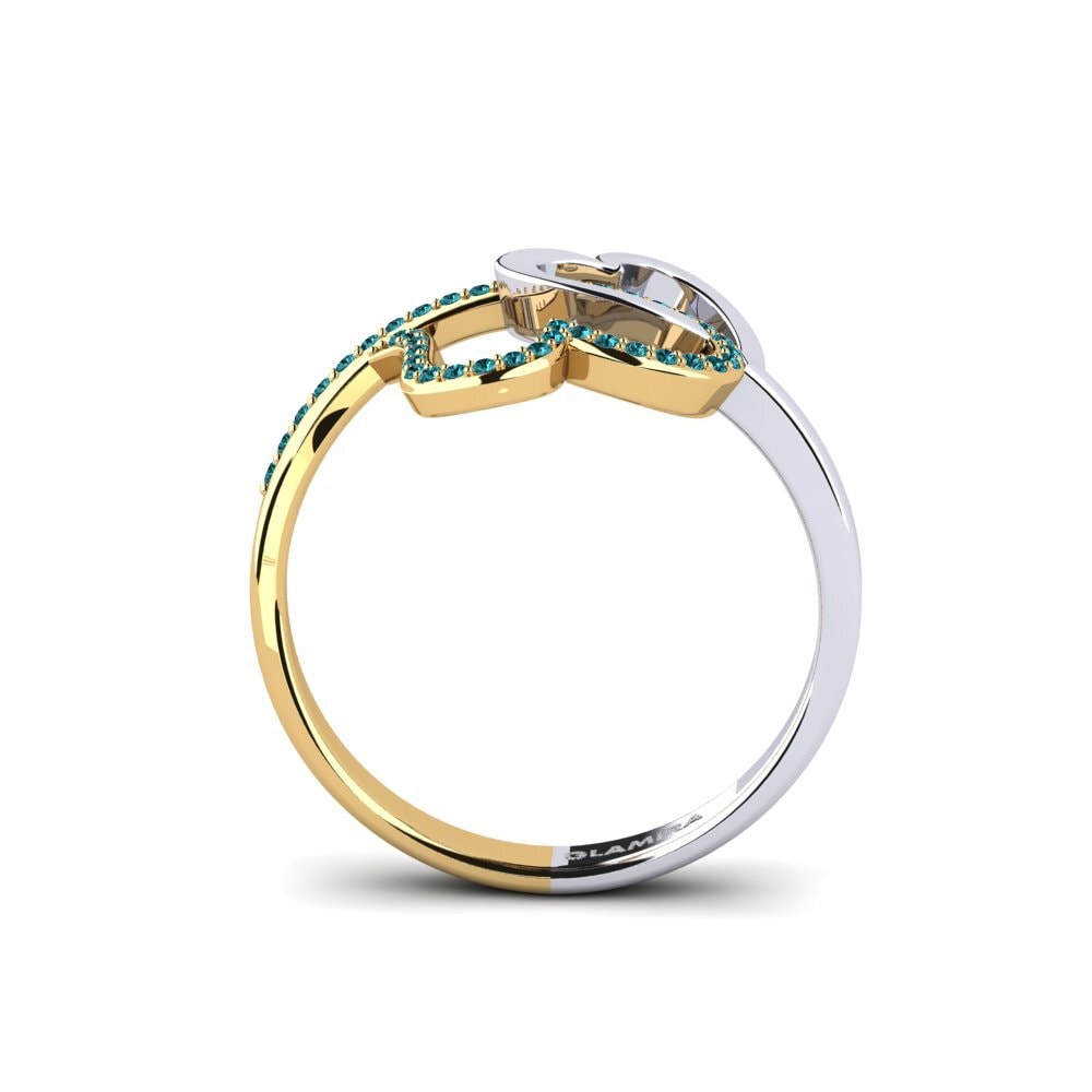 18ct White & Yellow Gold Blue Diamond Ring Haycraft