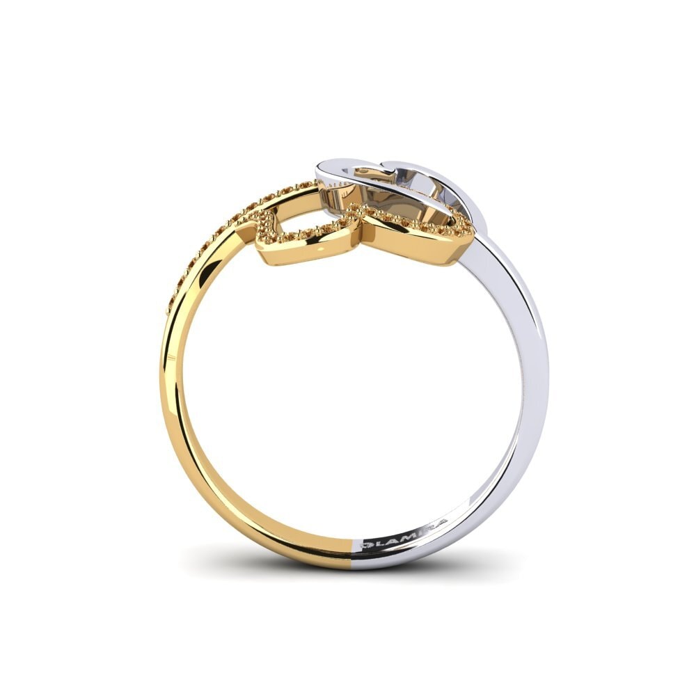 18ct White & Yellow Gold Brown Diamond Ring Haycraft