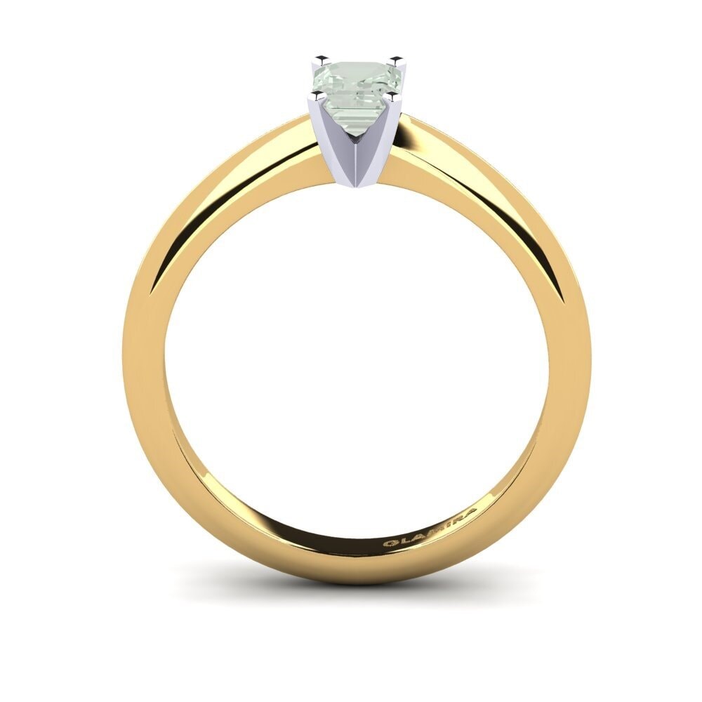 14k Oro Amarillo & Blanco Amatista verde Anillo de compromiso Hayley 0.62crt