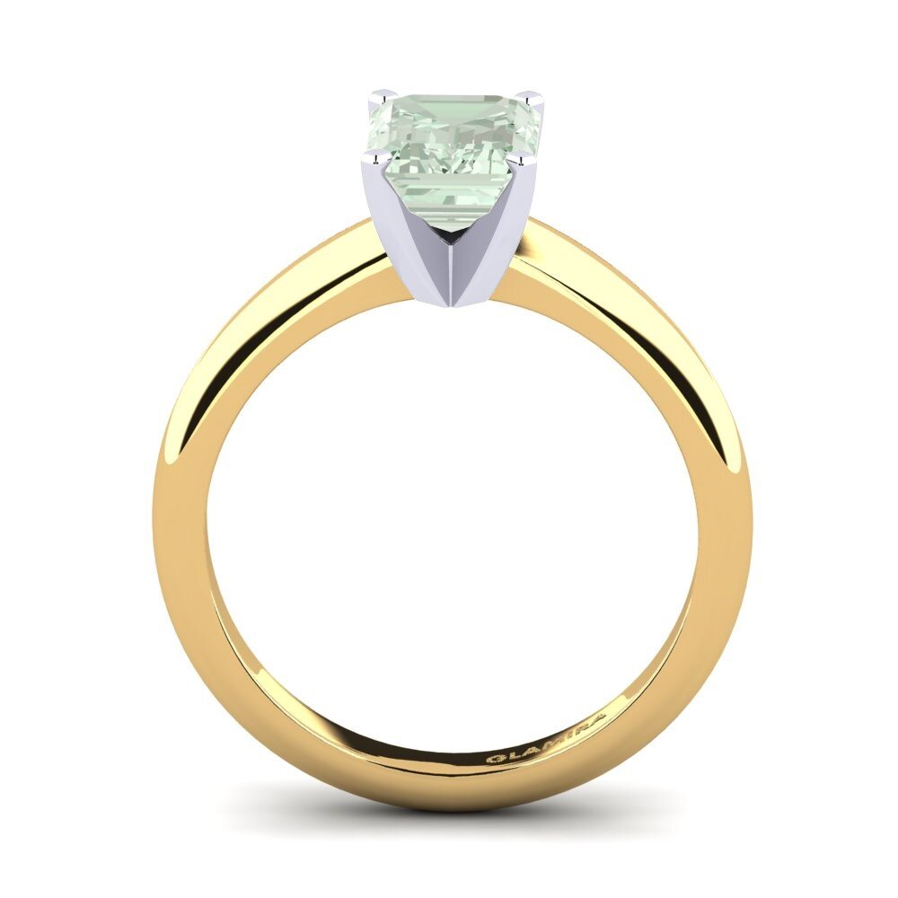 14k Oro Amarillo & Blanco Amatista verde Anillo de compromiso Hayley 2.15crt