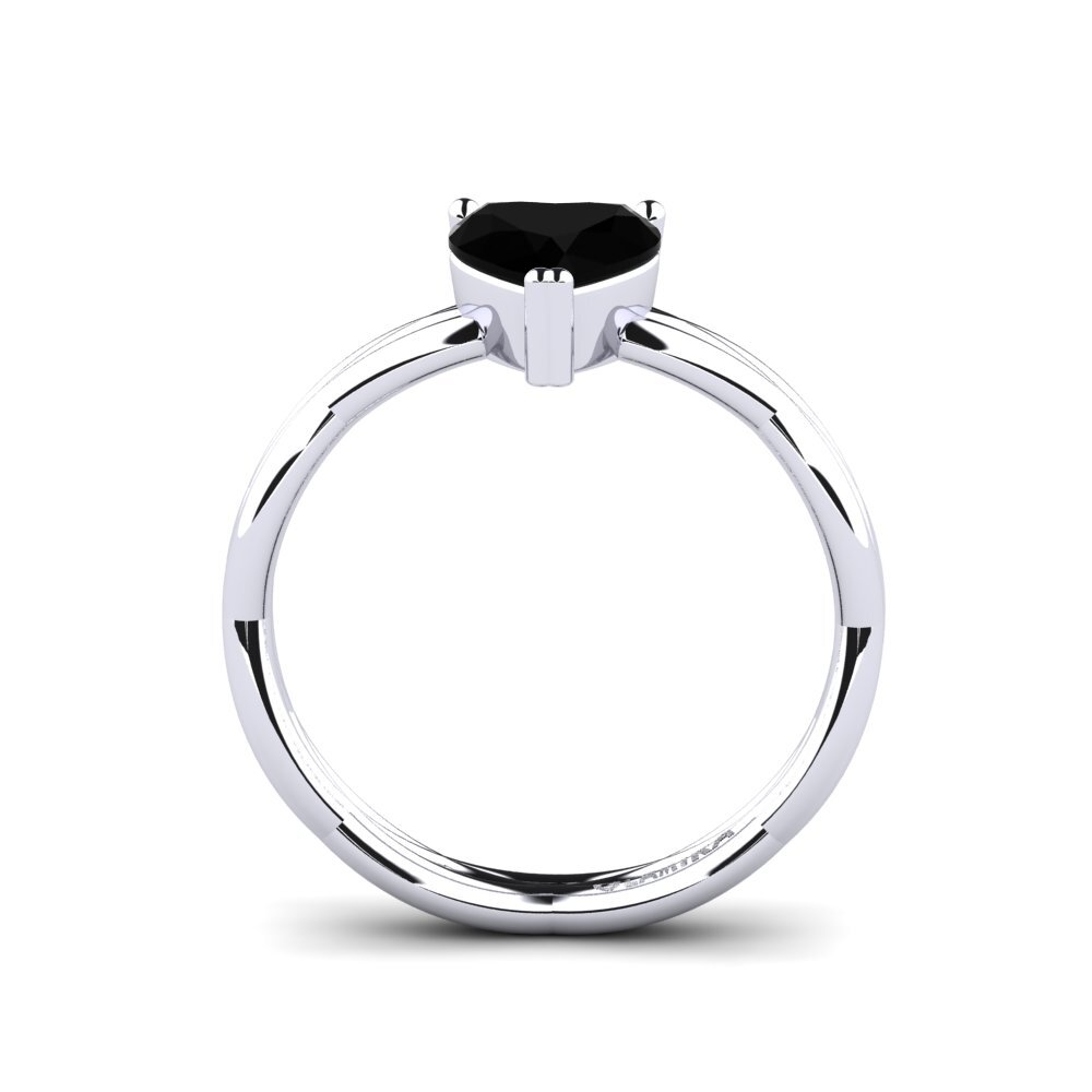 Black Onyx Engagement Ring Heartes