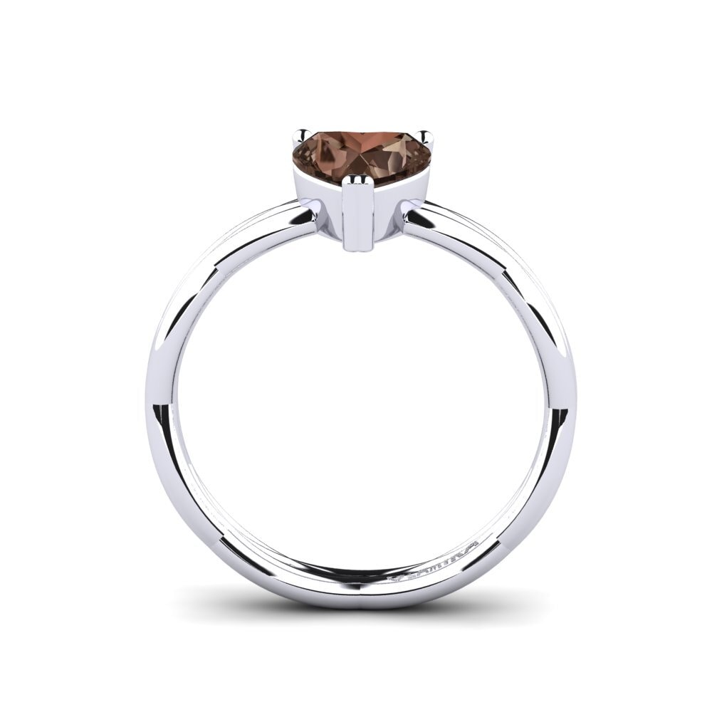 Quartzo fumé Anel de Noivado Heartes