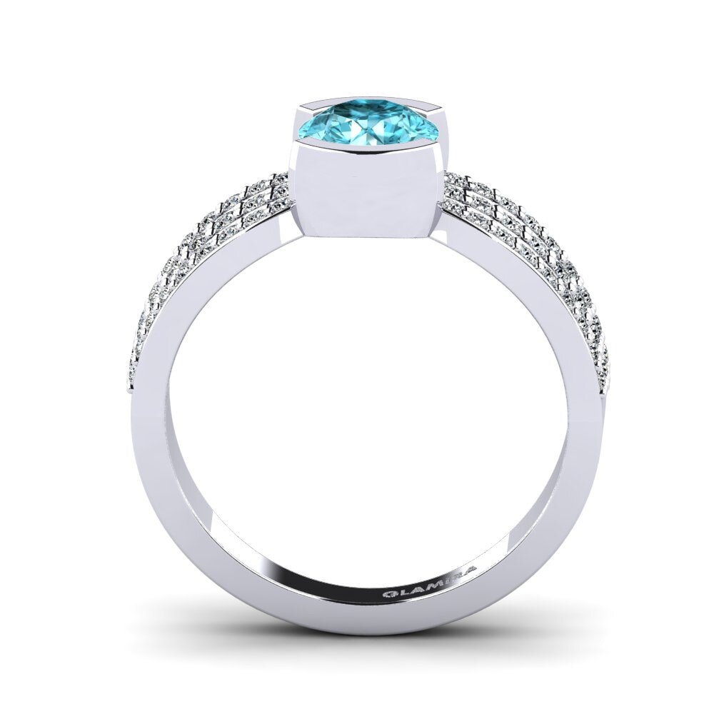 Round Blue Zircon Women's Ring Hehwe