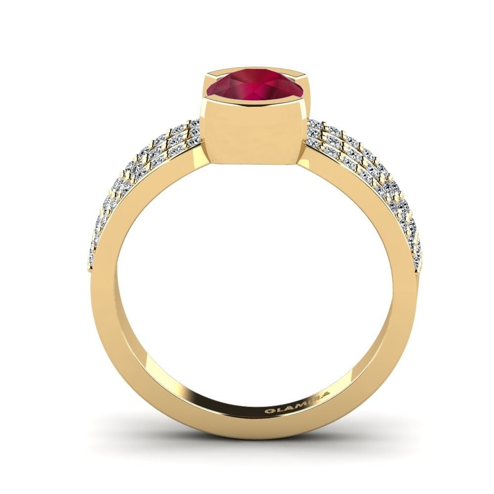 14ct Yellow Gold Ruby Women's Ring Hehwe