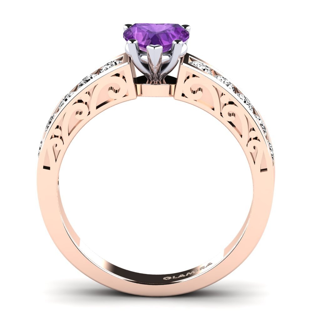 14ct Rose / White Gold Amethyst Engagement Ring Helena