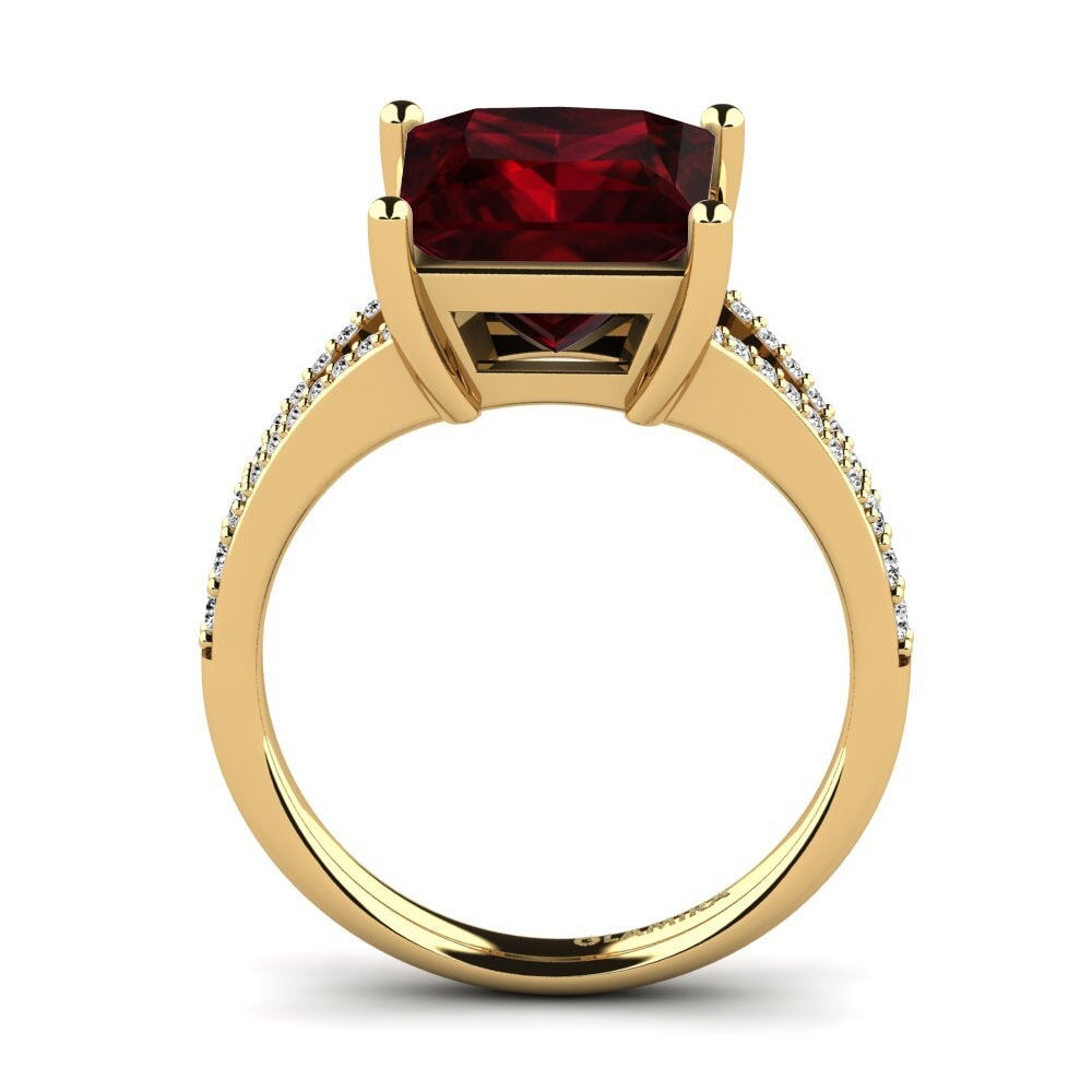 14k Oro Amarillo Granate Anillo Hendrika