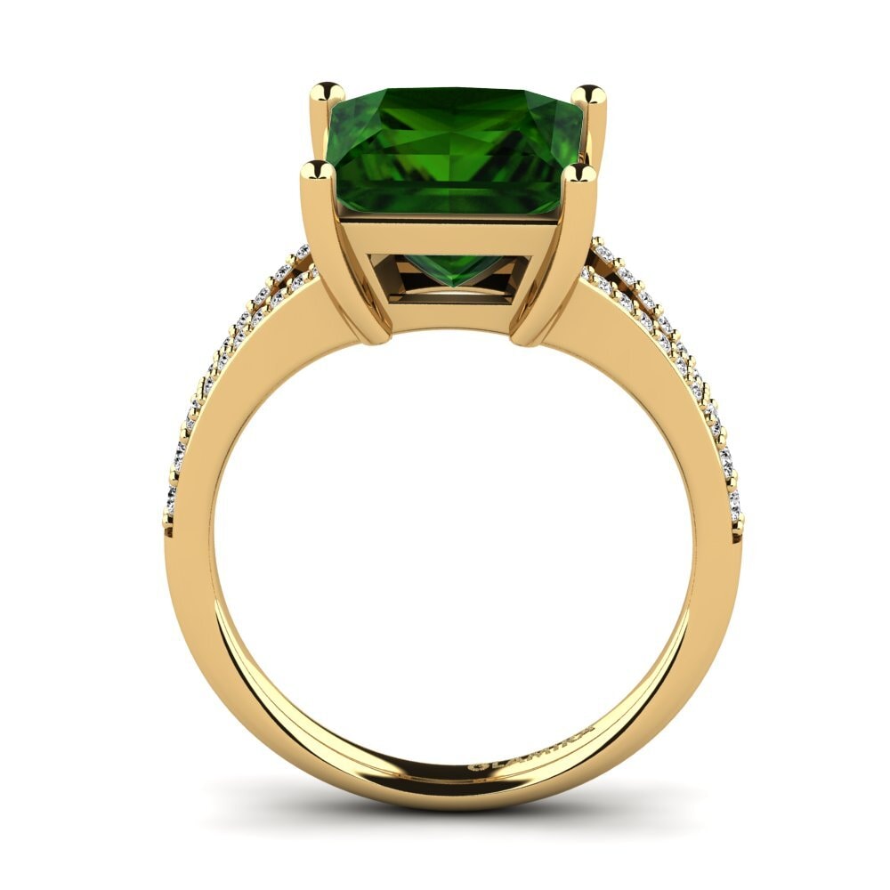 14k Oro Amarillo Turmalina verde Anillo Hendrika