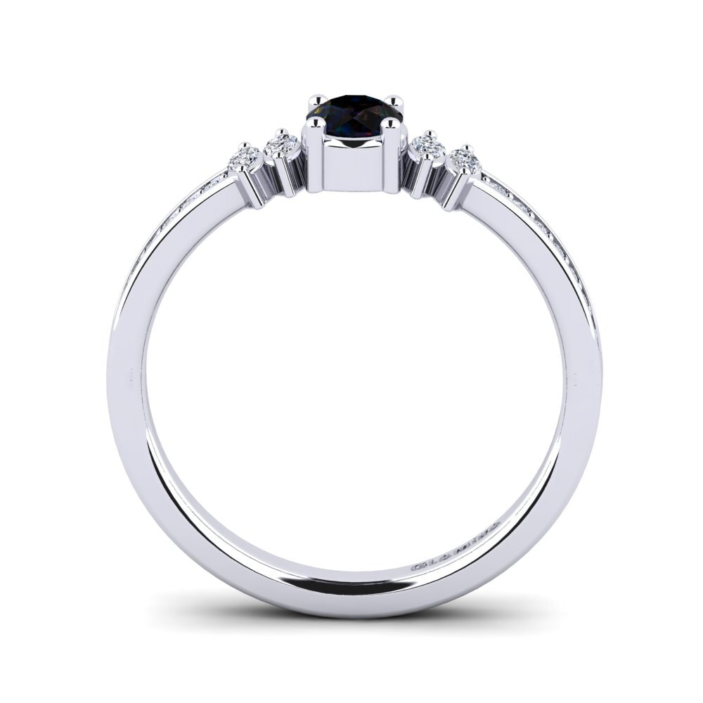 14k White Gold Black Opal Engagement Ring Hepsy