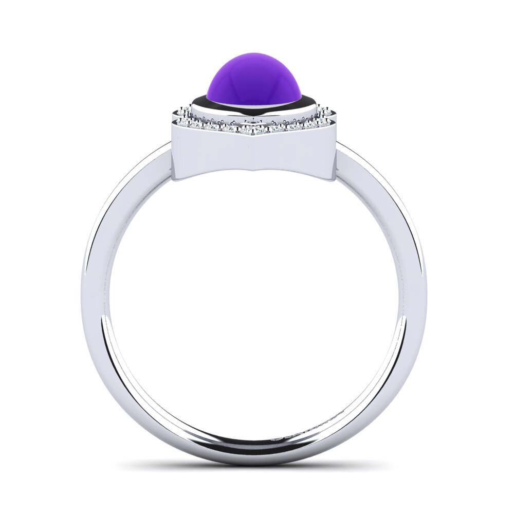Platino 950 Amatista Cabujón Anillo Hilary