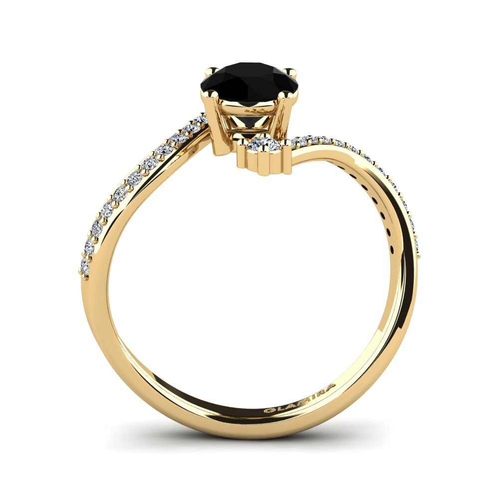 Czarny szafir Pierścionek damski Himawari